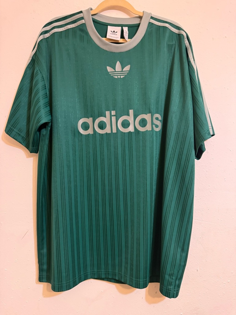 adidas Green Trefoil Stripe Athletic Jersey